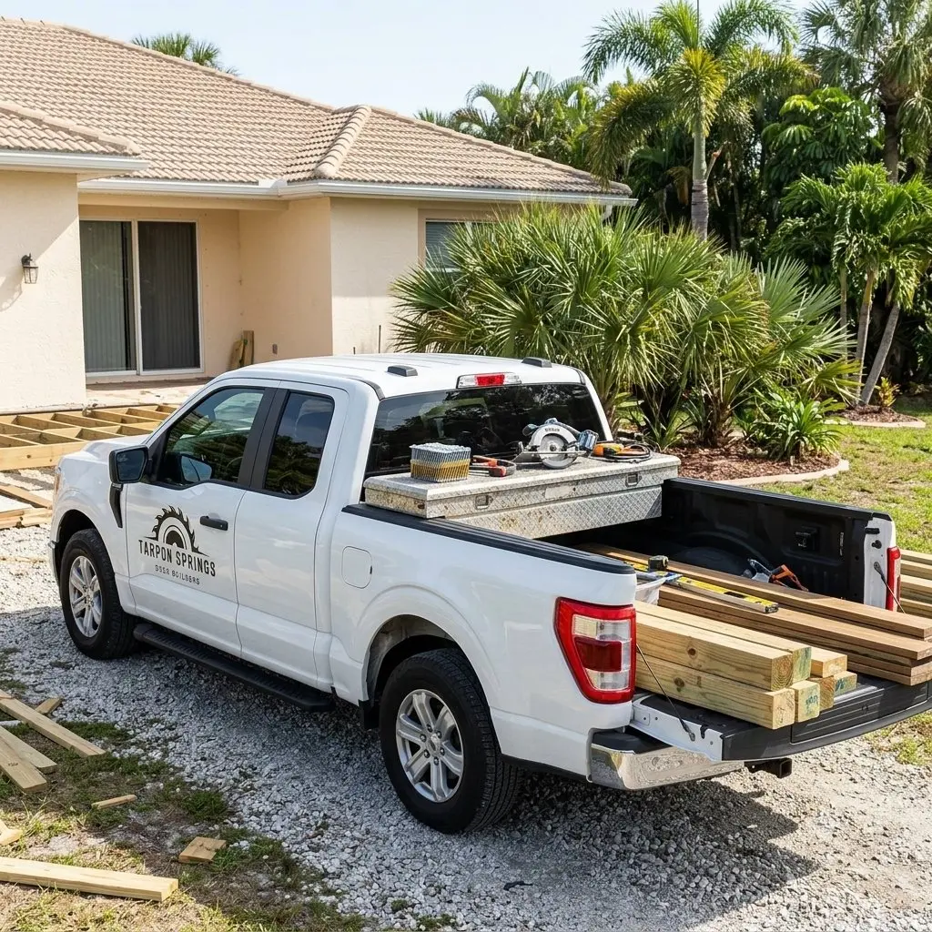 Deck builder installing composite boards in Tarpon Springs